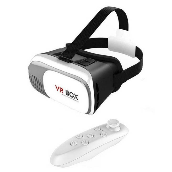Google Cardboard VR Box II 2.0 Virtual Reality 3D Glass with Bluetooth Gamepad - White