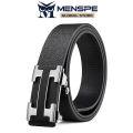 MENSPE Men's Belt Men Fashion Belt Men Genuine Leather Belts H Letter Pattern Belt Two-layer Cowhide Automatic Buckle Belts Brand Luxury High Quality Business Strap Male Waistband for Men. 