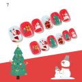 24pcs Box Christmas Nails Children Full Cover False Nails Press on Nails Self-adhesive Nail Tips Kids Nail Art Decorations. 