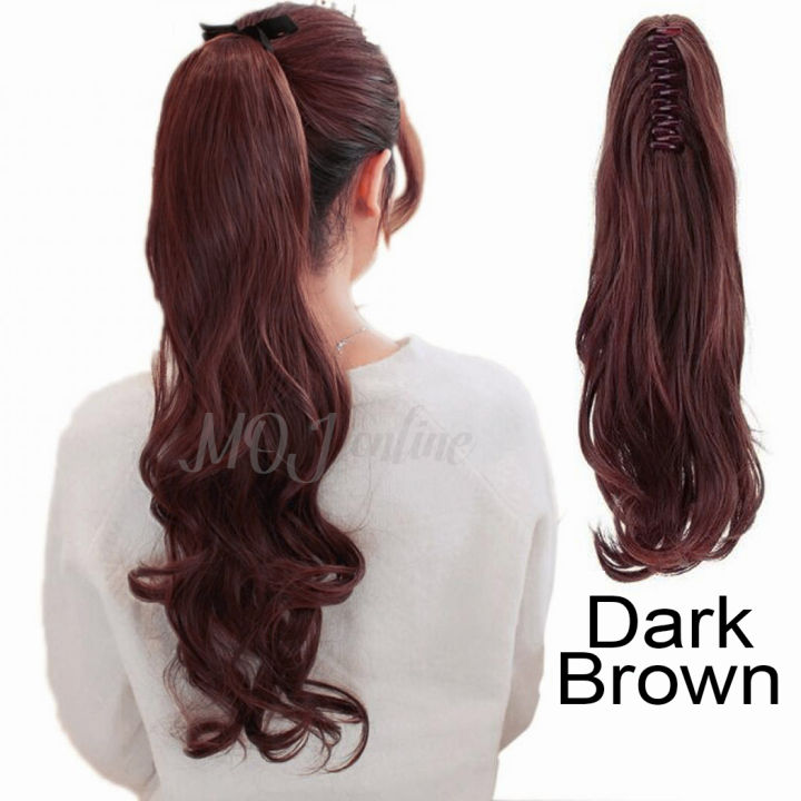 2%20in%201%20Claw%20Clip%20In%20Ponytail%20Hair%20Extensions%20For%20Girls%20Dark%20Brown%20-%20Image%202