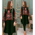 Stylish Embroidered Dress For Women (Two Piece Suit) Casual Embroided Dresses For Women. 