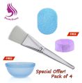 Pack of 4-Sponge Puff 1 Facial Hair Patti 1 Facial Bowl 1 Facial Mixing Brush 1-Facial Face Wash Cleansing Sponge Puff Pad Makeup Remover Puff. 