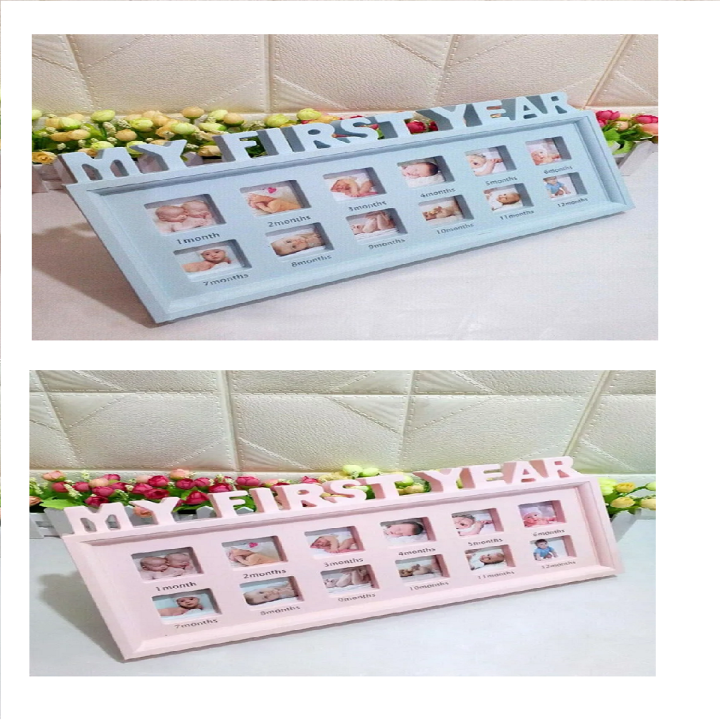 My First Year Baby Photo Frame – 12 Months Picture Collage Keepsake – Newborn to One Year Memory Frame for Boys & Girls