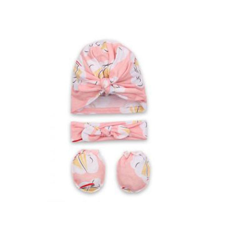 Cap set for babies l cap + band + mittens set attractive wear by Mama &  Babies