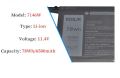 New Laptop Notebook 6 Cell  Battery For   DE Latitude 7400 2-In-1  Series P/N 7146W (11.4V 6500mAh 78Wh ). 