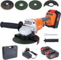 18V Cordless Angle Grinder with 2pcs 5.0Ah Battery, Charger, 125mm, 10000rpm, 3 Cutting Wheels Accessories and Carrying Case, for Cutting and Grinding. 