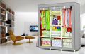Zip Folding Printed Wardrobe with 3 Hanging Option Almari Non-Woven For Home Decoration. 