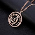 Fashion Czech CZ Drilling Big Round Pendant Maxi Gold Necklace For Women Party Gifts Elegant Long Necklaces Jewelry Accessories. 