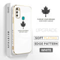 TA for Infinix Hot9 Play X680 Back Cover + Free Lanyard Maple Leaf Luxury 6D Plating Case Side Pattern Soft Silicone Square Phone Cases. 