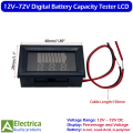 Universal 12V–72V Battery Capacity Indicator with LED Voltmeter for Cars, Motorcycles, E-Bikes, Solar Systems – 12V 24V 36V 48V 60V 72V by Electrica. 