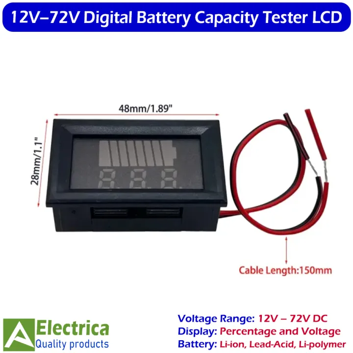 Universal%2012V%E2%80%9372V%20Battery%20Capacity%20Indicator%20with%20LED%20Voltmeter%20for%20Cars,%20Motorcycles,%20E-Bikes,%20Solar%20Systems%20%E2%80%93%2012V%2024V%2036V%2048V%2060V%2072V%20by%20Electrica%20-%20Image%205