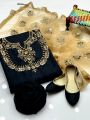 Buzzazi Fancy Wedding Wear Ladies 4 Piece Dress – Kataan Mirror Work Shirt, Net Dupatta & Complimentary Khussa. 