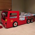Fire Truck Bed Car Bed With Front Lights - Baby Boy Car Bed - Black Kids Car Bed - Baby Court Size Bed. 