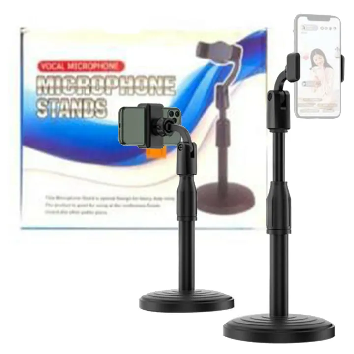 Adjustable%20Mobile%20Phone%20Stand%20with%20Microphone%20Holder%20for%20Table%20Desk%20Bed%20Black%20-%20Image%203