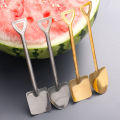 1/4Pcs Stainless Steel Spade Spoon Creative Retro Dessert Watermelon Spoon Tip And Square Shovel Ice Cream Tip Spoon. 