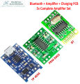 (Combo of 3 Products ) 5V Bluetooth + Pam8403  + TP4056 Micro & C Type Stereo Amplifier Kit Complete Set For Speaker Making and Reparing. 