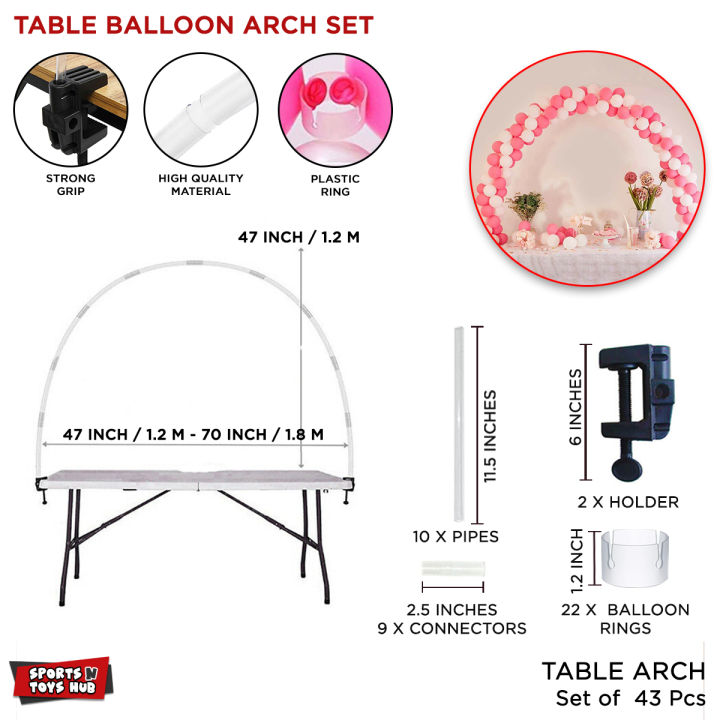 Balloons Table Arch Diy Kit For Birthday Party Table Balloon Arch Set, Backdrop Wedding, Anniversary, Bridal Shower, Plastic Flowers & Balloons Arch_Frame Decoration Indoor Home Lounge Drawing Room & Outdoor Lawn Garden Banquet Hall Decor Party Supplies