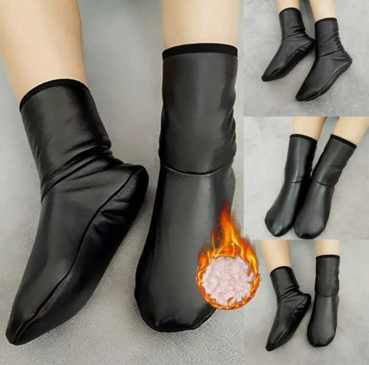 New Muslim Prayer Wear PU Plush Warm Socks  Leather Socks for Children