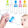 Silicone Baby Spoon Feeder Squeeze Feeding Bottle With Spoon Food Rice Cereal Feeder 90ML. 