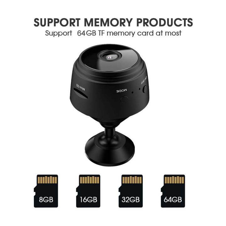 WiFi Mini Camera HD 1080p 2 Mega pixel Camera Lens Upto 128 GB Memory ...
