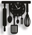 New Spoon Fork Style Kitchen 3D Wooden Wall Clock, Kitchen Decoration Idea. 