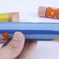 Cartoon Wooden Push Pull Flute Whistle Musical Instrument Education Kids Toy. 