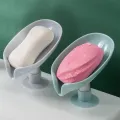 Premium Leaf-Shaped Suction Mount Soap Holder with Water Filtration Design for Bathroom. 