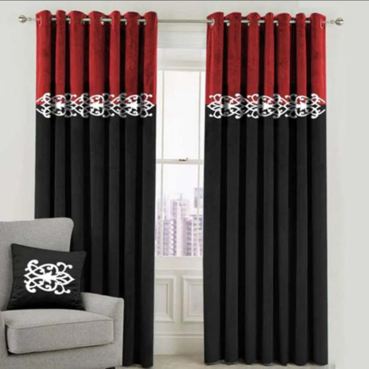 Pack of Velvet Curtain for Bedroom 2 pcs pair Velvet Curtains with ...