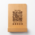 TapX Google Review Booster QR Stand – Premium Wooden Tabletop Display for Customer Reviews & Ratings. 