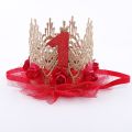 1st Birthday Crown Hat Flower Princess Crown Headband One Year Baby Girl Happy Birthday Party Hats Child Baby Shower Decoartion. 