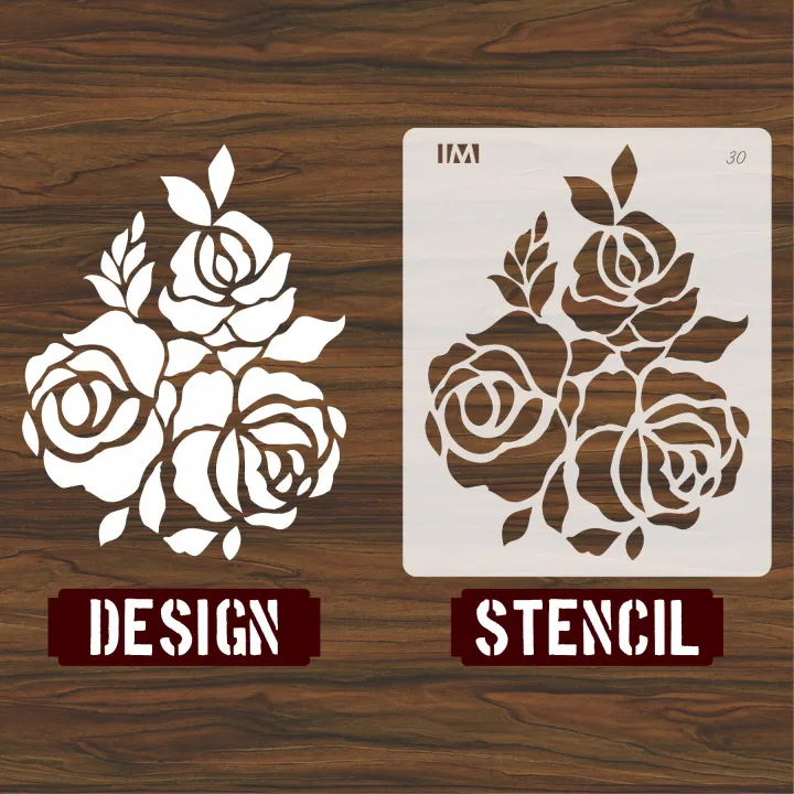 Rose%20Flowers%20Floral%20Stencil%20%E2%80%93%20Rose,%20Sunflower,%20Leaves%20for%20Wall%20&%20Fabric%20Painting%20ID#30%20-%20Image%203