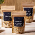 50 pcs 16x24cm Front transparent back Kraft Standup pouch for Packaging of Salt, Granula, Spices, Moringa, Dry fruits. 