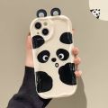 Phone Case For Samsung Galaxy A02 A02S A03 CORE A04 A04E A04S A10 A11 A13 A14 A22 A23 A24 A30 A20 A21S Casing Funny Wavy Texture Cartoon 3D Cute Panda Doll Ears Fashion Creative Silicone Cover TPU Clear Soft. 