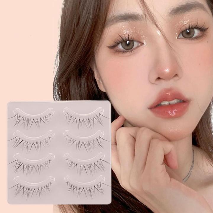 【HOT SALE】 5Pairs Natural False Eyelashes Thin Band Short Handmade Lighte Soft Eyelashcosplay Korean Fashion Wispy Extension Makeup Tools