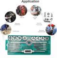 20 Piece Metric Tap and Die Set Manual Tooth Opener Alloy Steel Die Set with Green Storage Case Tapping Thread Cutting Kit for Garage, Metric Thread Tap (Specification x pitch). 