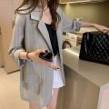 2023 Summer Large Size Women's Clothing Fat mm Graceful and Fashionable Mid-Length Long Loose Sun Protection Small Suit outside. 