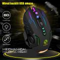 Gaming mouse Limeme with 6 Programmable Buttons - 7 light rgb gaming mouse usb wired with side buttons - for pc, laptop, pubg mobile, free fire. minecraft  - Black & White. 