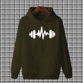 Brown dumbell pullover warm fleece kangroo hoodie for men and boys. 