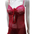 Women Net Lace Embroidery Lingerie Two Piece Night Dress Lingerie Set. 