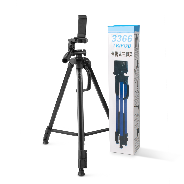 Riva 3366 Professional Tripod for Camera, Tripod Stand for Mobile Phones and Cameras with Mobile Phone Holder, 5 Feet Stand Aluminium legs, Portable Durable Heavy duty Tripod Free Mobile Holder Tripod Stand Aluminum Alloy Foldable Portable Photography.