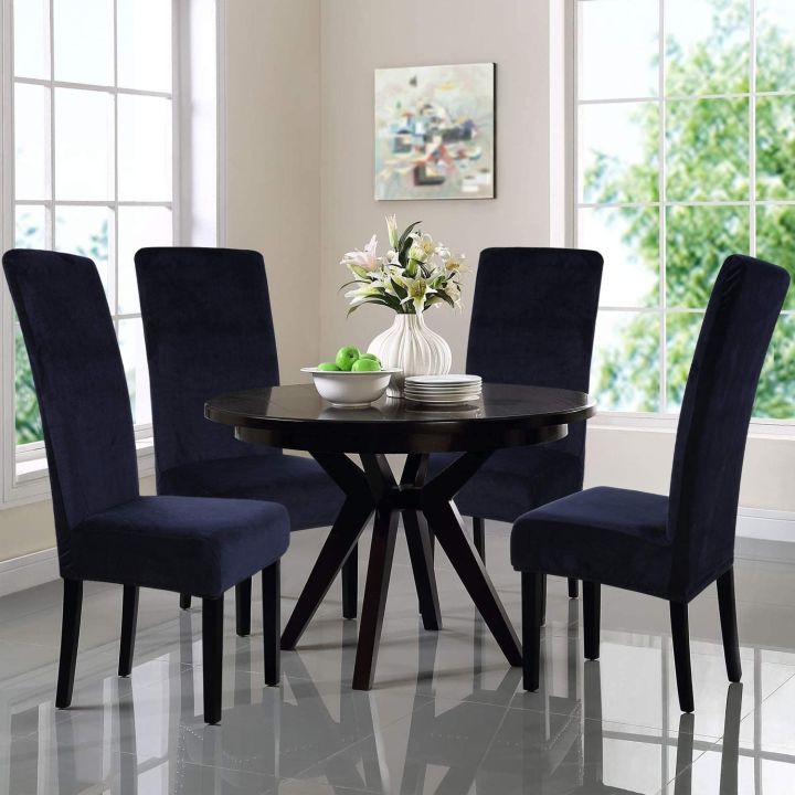 Dining Chair Covers Set- Pack of 4- Cotton Jersey - For Arm Less Chairs