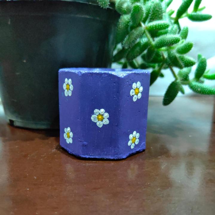 3 PC Mini floral pot  with quotes for small plant and candle holder