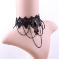 Vintage Black Rhinestone Chain Lace Choker Necklace Punk Rock Gothic Party Jewelry. 