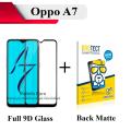 Oppo A7 Black Full 9D|5D|6D|10D|11D|21D Tempered Glass Screen Protector Full Glue Edge To Edge + Back Matte Protector Soft Skin Sheet Soft Film Protection For Oppo A7. 