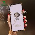 TOOSCI For iPhone 6/6S Square rose flower phone case with diamond luxury back cover. 