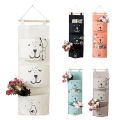 3 Pockets Cute Wall Mounted Storage Bag Closet Organizer Clothes Hanging Storage Bag Children Room Pouch Home Decor. 