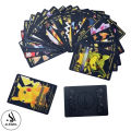 55 Pcs Pokemon Gold Foil Cards Anime Cartoon Pokemon English Version Tcg Card - 55 Pcs Pokemon Cards Box For Fans Rare Collection Card Child Toys Gifts - Golden Edition. 