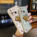 chenyyka For Infinix Smart 4 Smart 4C X653 Case Cartoon Cute Spoof Bear Plating Side Edge Square Phone Cases Pattern Casing Full Lens Back Cover Camera Protect Shockproof Softcase. 