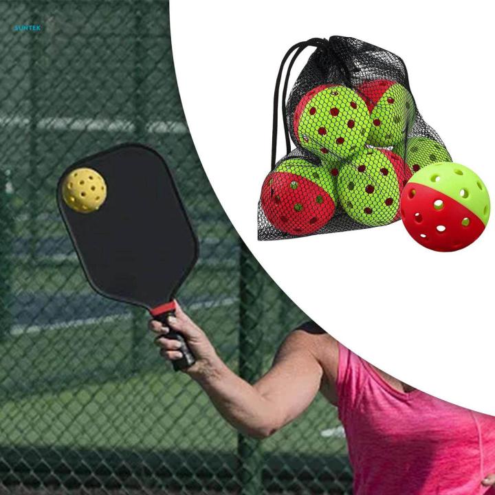 6 Pieces Pickleball Balls, 40 Holes Pickle Ball, Portable High Elastic Outdoor Pickle Balls for Tennis/Wood/concrete Courts Training Sports