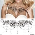 【The road to happiness Store】breast temporary tattoo large black henna y tattoos for women chest tattoo flowers jewelry lace mandala. 